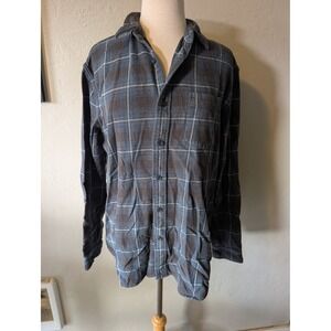 Grayers Mens Blue / Black Plaid Flannel 100% Cotton Size L
